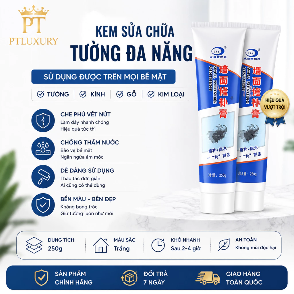 [ COMBO 5 HỘP ] Keo Vá Tường Chống Thấm Nước Chống Mốc Làm Sạch Tường - PTLUXURY