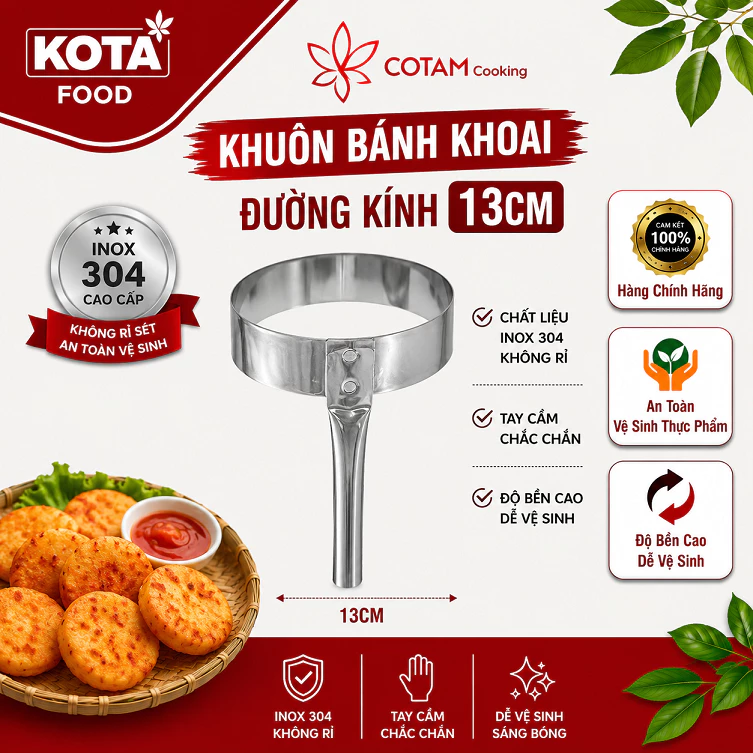 Khuôn chiên bánh khoai, bánh Ngô, bánh tôm chất liệu inox 304