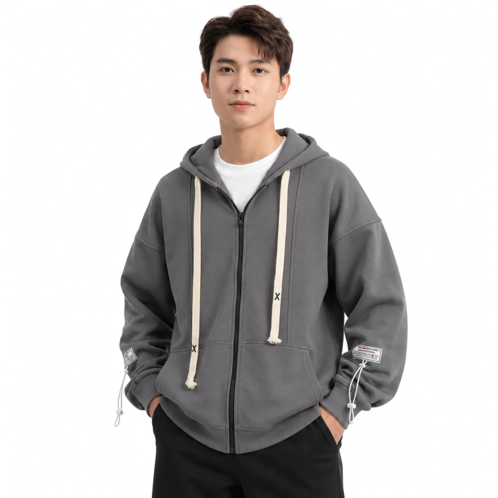 Áo Khoác Hoodie Zip Nam Restroy Tay Phồng Nón Rộng 2 Lớp Vải Nỉ Dày Dặn Chống Nắng - FAGU