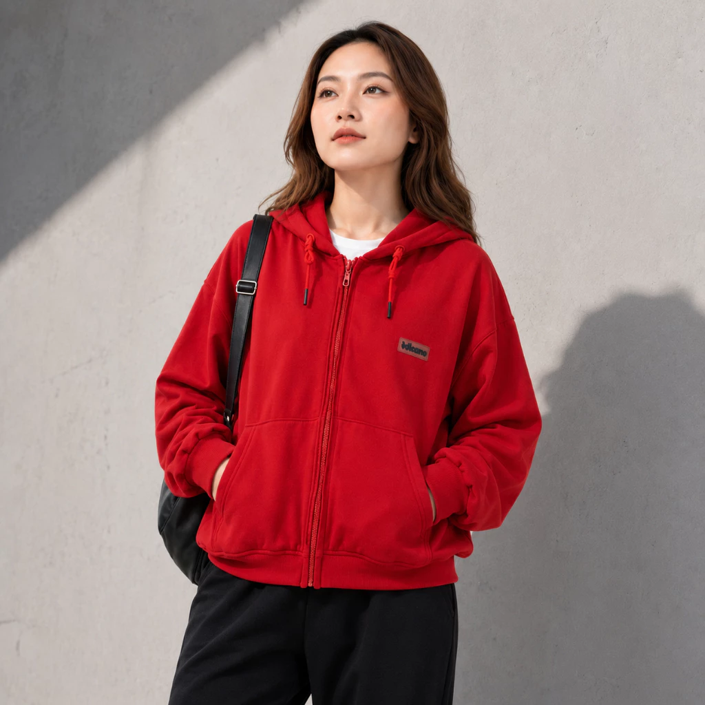 Áo Khoác Hoodie Zip Nữ Dessu Tay Phồng Nón Rộng 2 Lớp Vải Nỉ Chính Dày Dặn Chống Nắng - FAGU