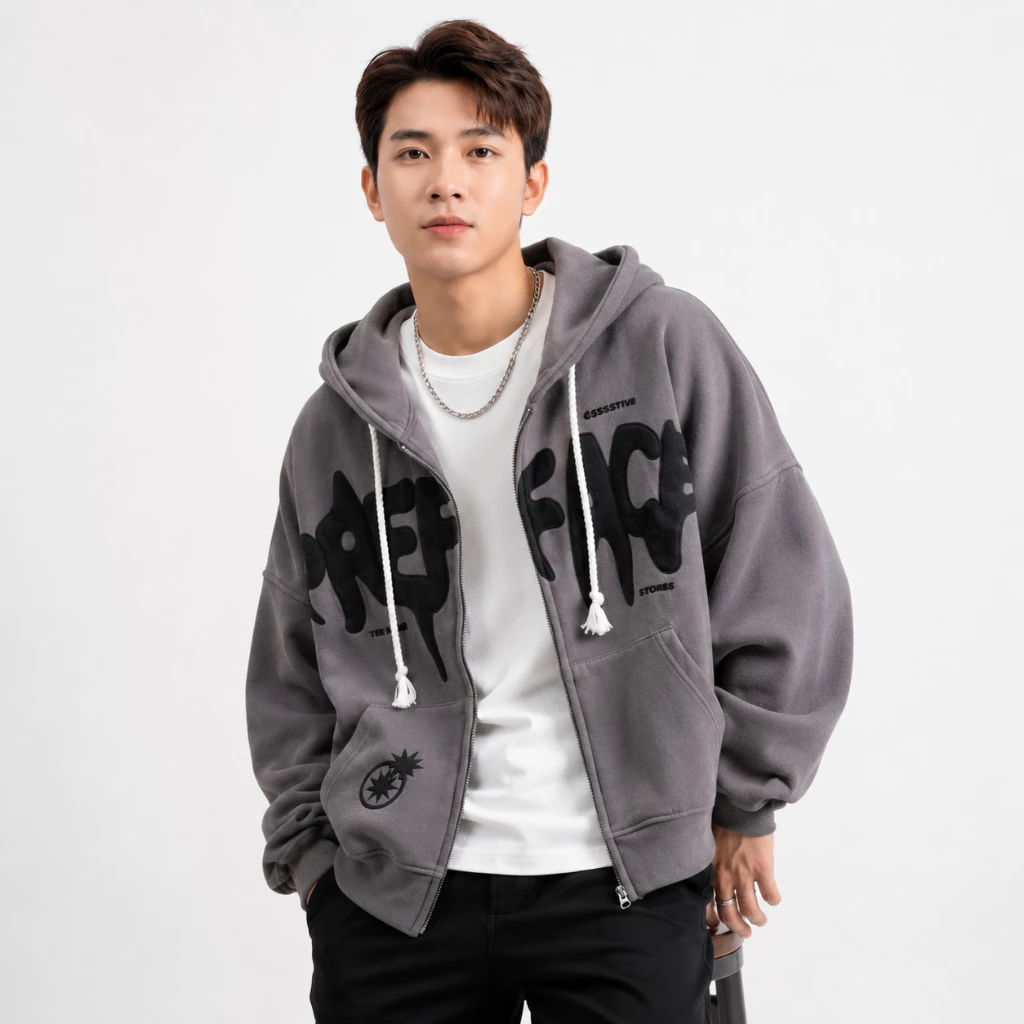 Áo Khoác Hoodie Zip Nam Preface Tay Phồng Nón Rộng 2 Lớp Vải Nỉ Dày Dặn Chống Nắng - FAGU