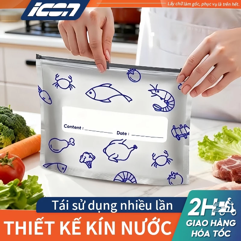 Combo 10 Túi Zip Giấy Nhôm ICON - Túi bảo quản thực phẩm tái sử dụng, giữ đồ tươi lâu