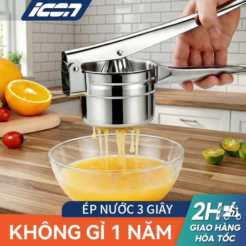 Dụng Cụ Ép Trái Cây ICON - Máy Ép Cam Chanh Rau Củ 3 Trong 1, Ép Nước - Vắt Khô - Nghiền, Thép Không Gỉ Cao Cấp