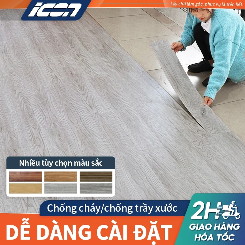 ICON - Bộ Sưu Tập Tấm Lót Sàn Cao Cấp: Nhựa Giả Gỗ, PVC Vân Đá Chống Nước, Đa Dạng Màu Sắc & Tiện Lợi Dán