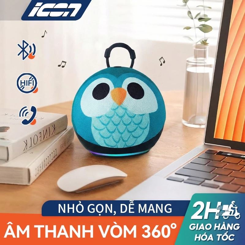 ICON Loa Bluetooth không dây âm trầm mạnh mẽ, âm thanh vòm 360°có đèn LED RGB thích hợp cho laptop và điện thoại di động