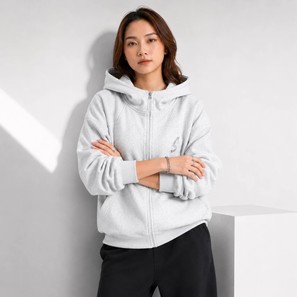 Áo Khoác Hoodie Zip Nữ Lovesand Tay Phồng Nón Rộng 2 Lớp Vải Nỉ Chính Dày Dặn Chống Nắng - FAGU