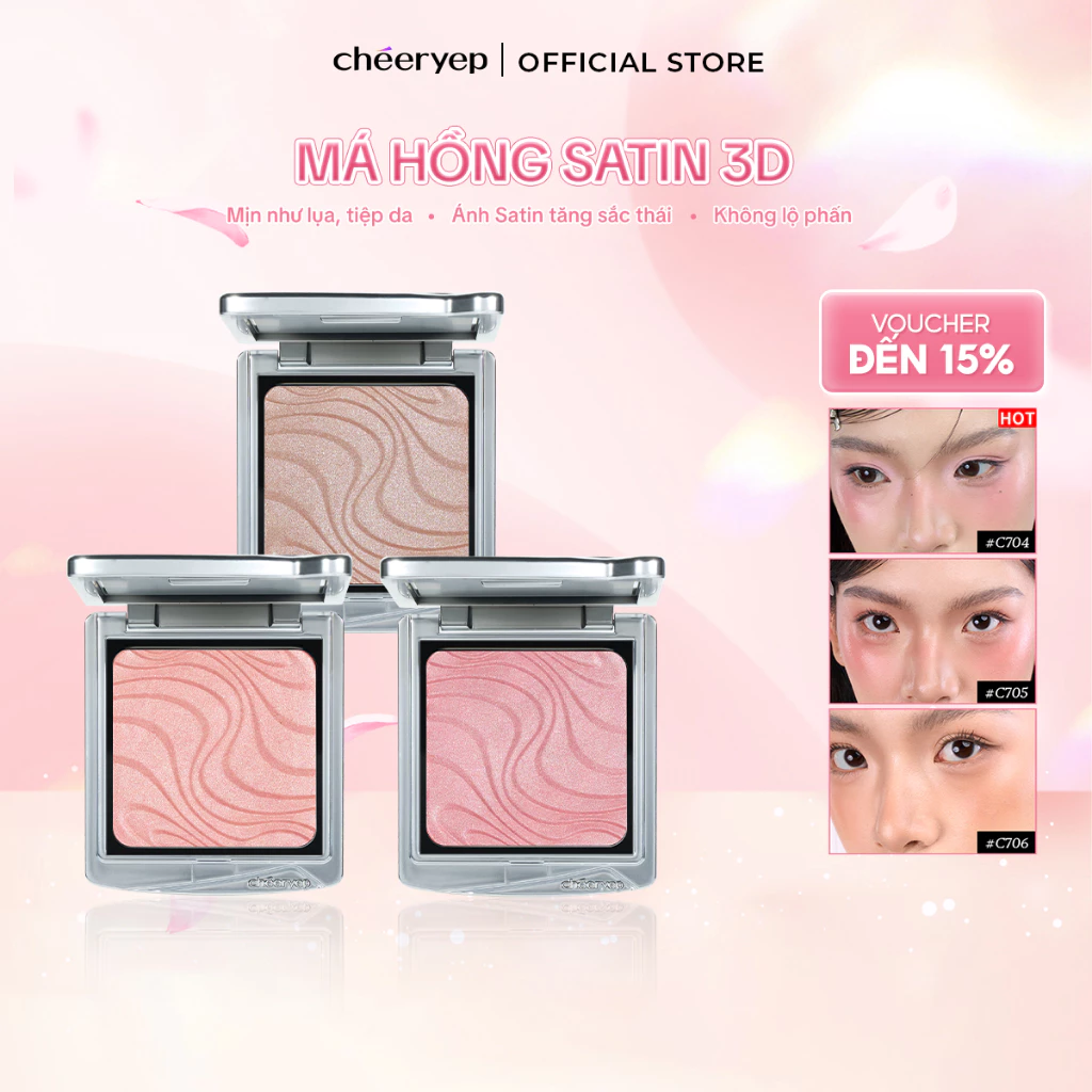 [cheeryep] Phấn Má Hồng Trang Điểm Cao Cấp Ánh Nhũ Satin Tự Nhiên Tiệp Vào Da Mịn Như Lụa 4g x 1