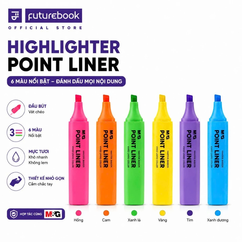 Set 3 Cây Bút Highlight Dạ Quang Đánh Dấu 6 Màu AHM21572 M&G FUTUREBOOK Phân Phối Chính Hãng