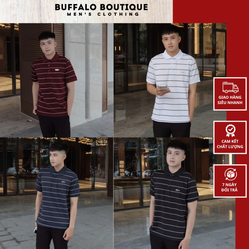 Áo Polo Nam Lá Lốt Chất Cotton Gai Cá Sấu Cao Cấp - Áo Polo Nam Nữ Lá Lốt Phối Kẻ Siêu Đẹp