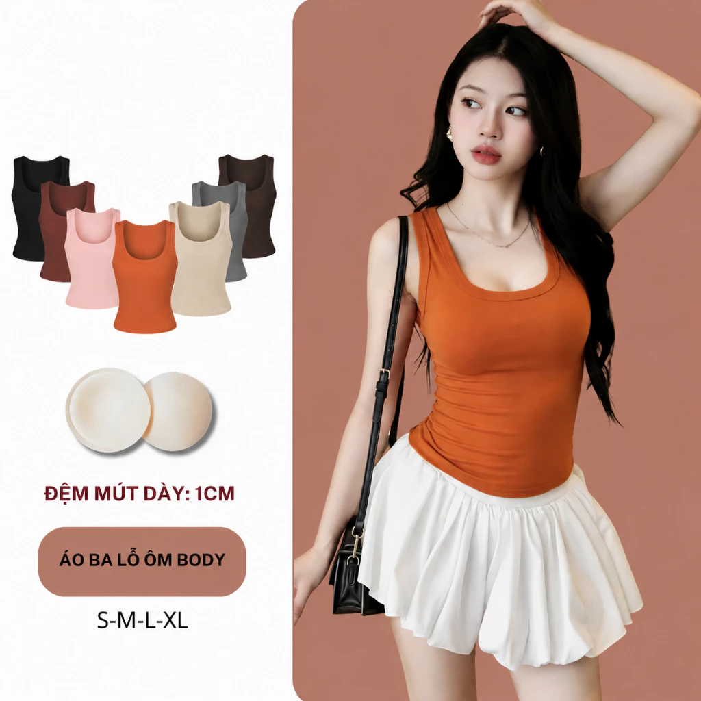 Combo 2 Áo Ba Lỗ Dây Bản To – Kèm Mút Ngực, Tank Top Nữ Tăm Cotton Mềm Mịn Co Giãn 4 Chiều