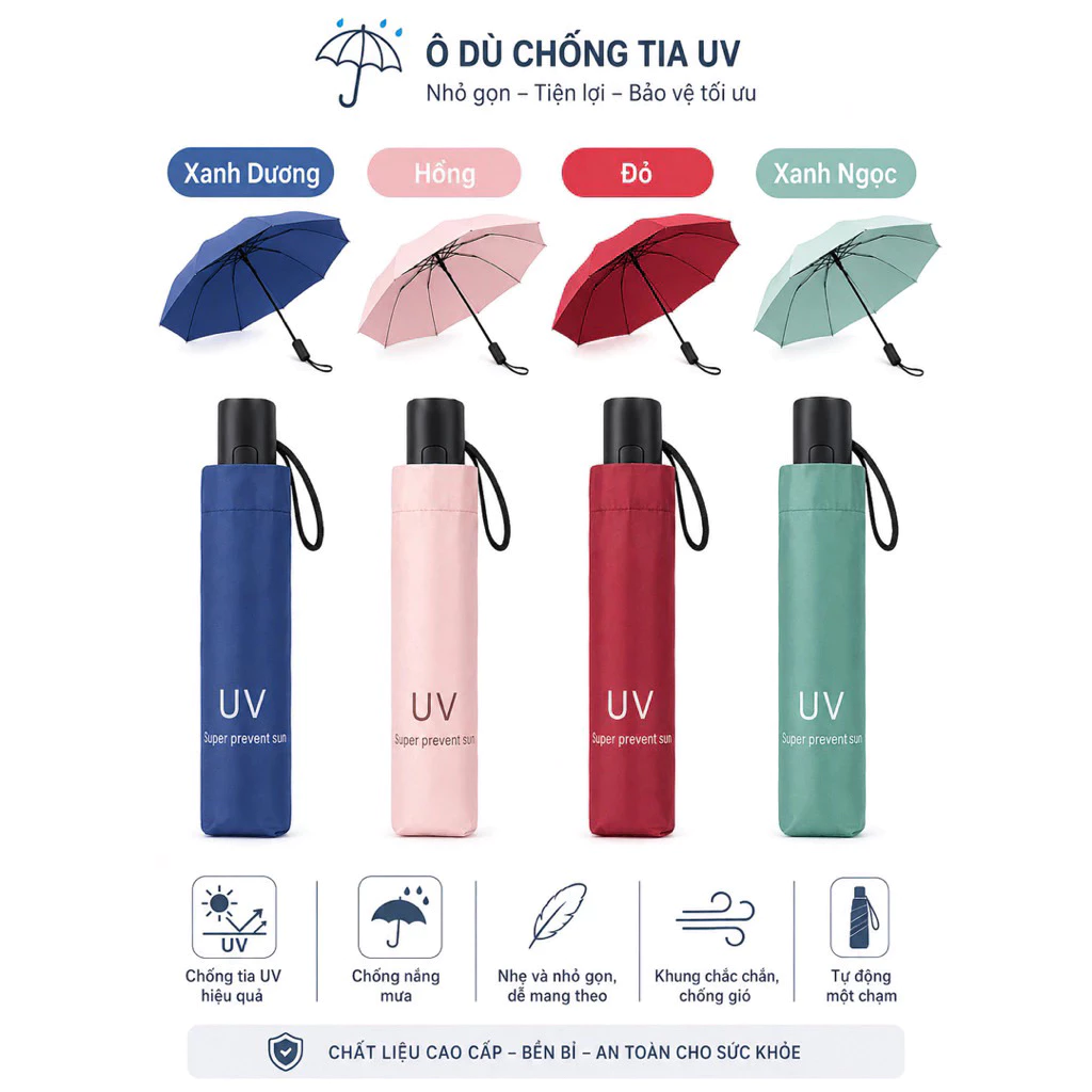 Ô Che Mưa Nắng, Ô Gấp Gọn Che Nắng Mưa Chống Tia UV 🍁FREESHIP🍁 Dù Gấp Gọn Hình Gấu Dễ Thương Alimi