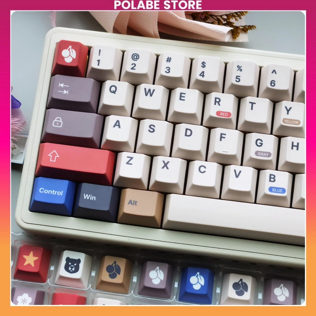 Keycap Mitoby Retro 100 - Cherry Profile PBT Dyesub bàn phím cơ 65 75 TKL Polabe