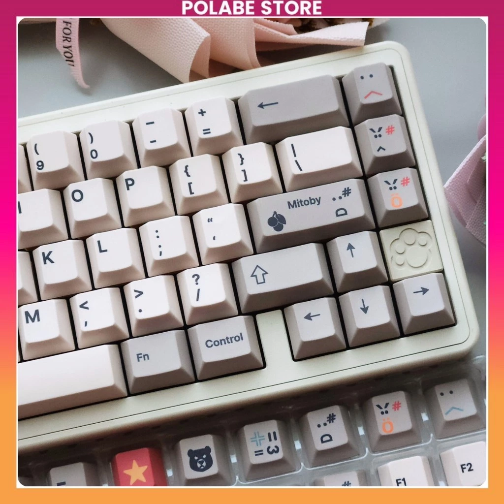 Keycap Mitoby Retro English 9009 Latin Cherry Profile chất liệu PBT bàn phím cơ Polabe Store