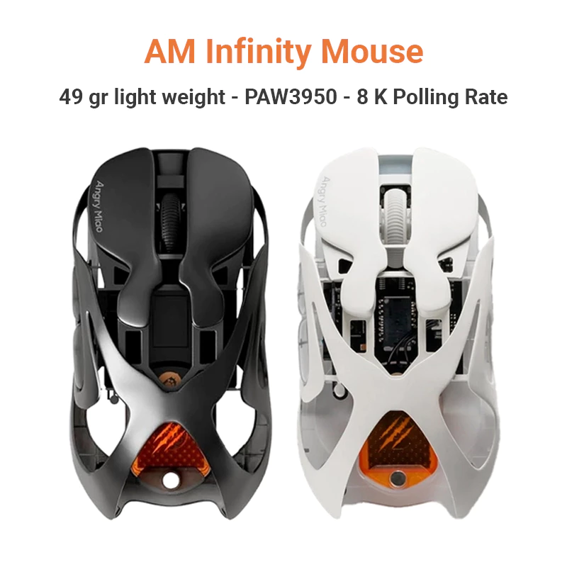 Chuột Gaming AM Infinity - Hợp kim magie siêu nhẹ 49gr - PAW3950 Polling Rate 8K - 2 Pin rời BH12T