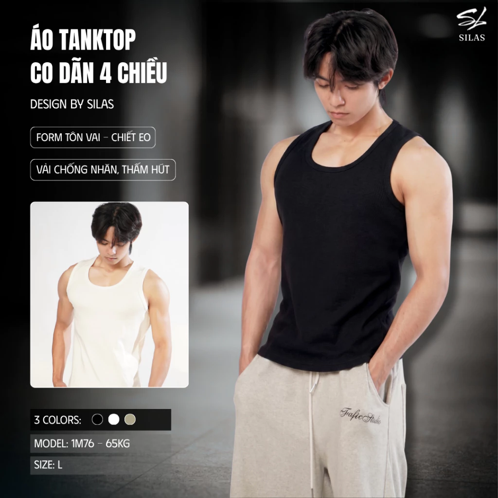 (New Item) (Form Body) Áo Tanktop SIlas Cotton Co Giãn 4 Chiều Menswear Thoáng Mát Tôn Dáng - TTSL01