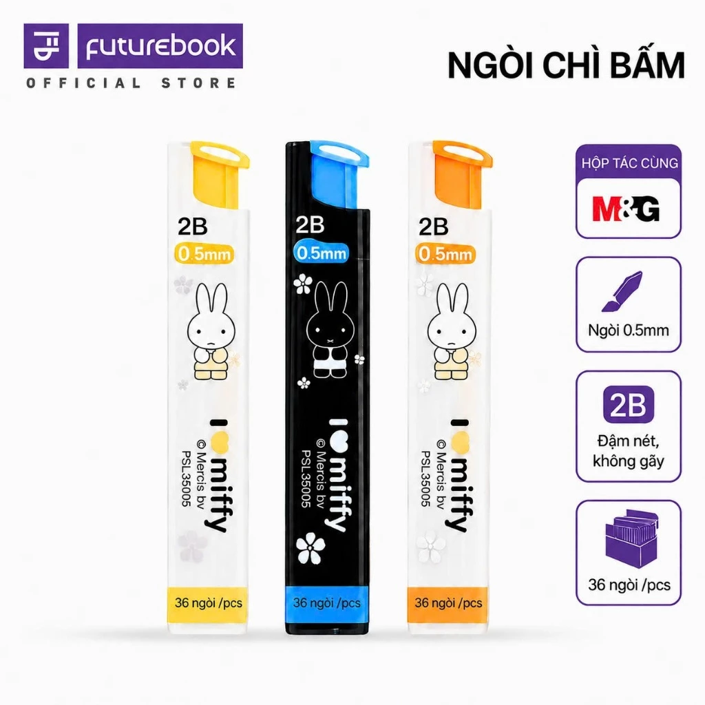Ngòi Bút Chì Kim 2B M&G FUTUREBOOK – Ngòi 0.5mm, Hộp 36/100 Ruột, Viết Mượt Hạn Chế Gãy