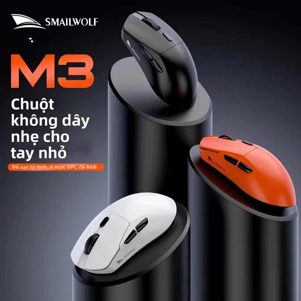 Chuột gaming không dây SMAILWOLF M3 Dock sạc | 3mode kết nối  | Có app chỉnh