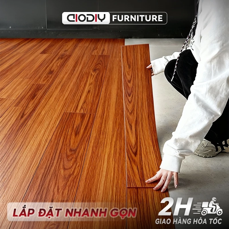 Miếng Dán Sàn Nhựa Giả Gỗ AIODIY - Keo Sẵn, Lắp Đặt Dễ Dàng | Vân Gỗ Sang Trọng, Chống Trầy & Bền Bỉ