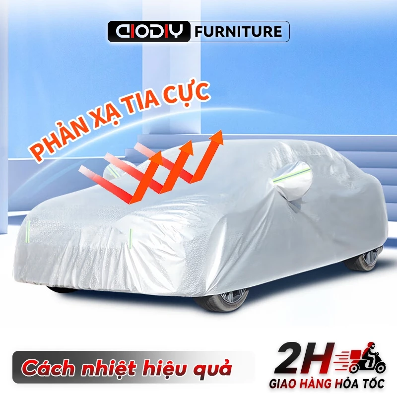 Bạt Phủ Ô Tô AIODIY Bạt Che Xe Ô Tô Tráng Bạc Chống Nắng Mưa