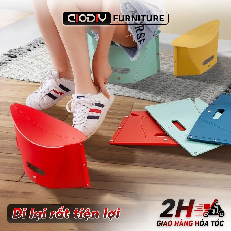AIODIY Ghế Xếp Thẻ Bài Siêu Gọn Nhẹ - Chất Liệu Nhựa Cao Cấp, Chịu Lực Tốt, Tiện Lợi Mang Theo Mọi Lúc Mọi Nơi
