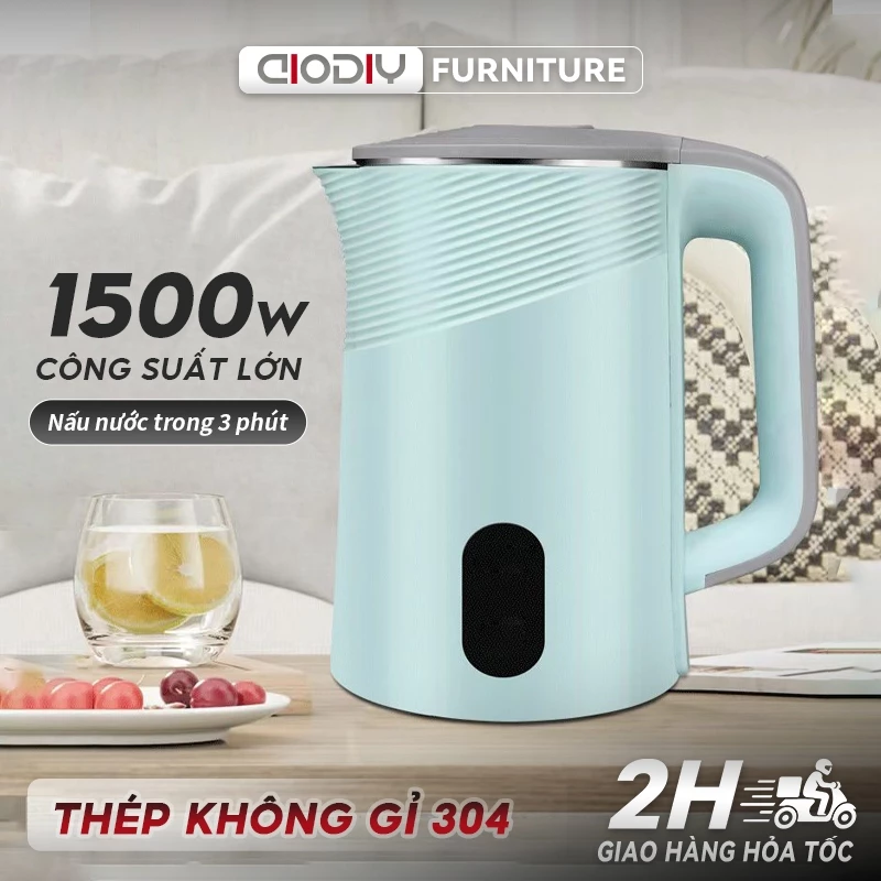 Ấm điện siêu tốc AIODIY 1500W 2.5L Thép không gỉ 304