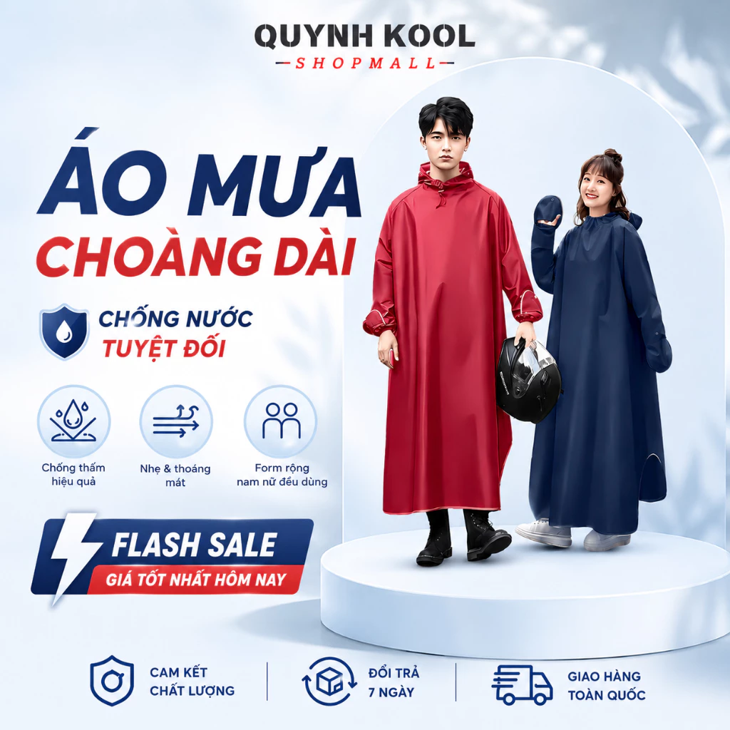 Áo Mưa Đi Xe Máy DIDOOGLT Có Kính Chắn Nước, Áo Mưa Choàng Chống Thấm Nam Nữ