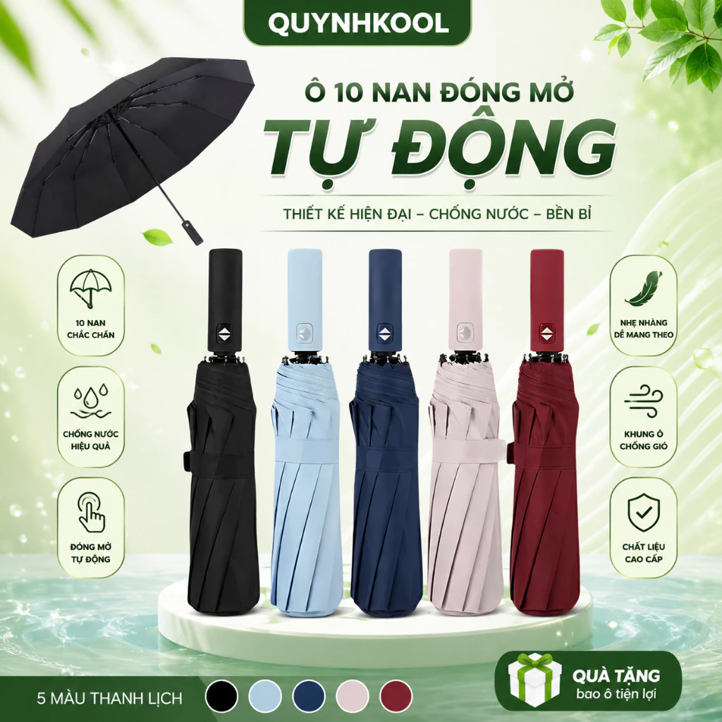 Ô Che Mưa Che Nắng DIDOOGLT Gấp Gọn Tự Động 10 Nan Chống UV Chống Gió Cao Cấp