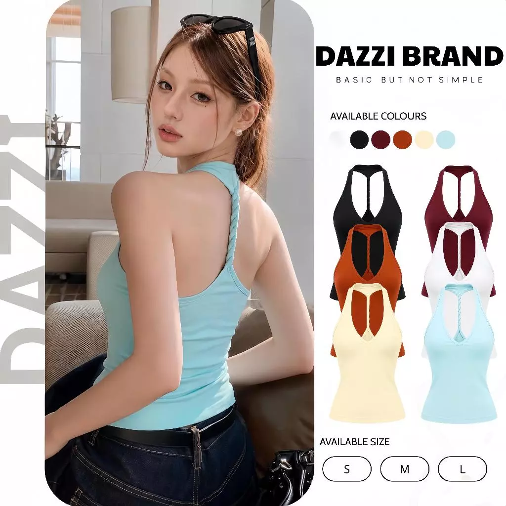 Áo Ba Lỗ Cổ V kiểu Lưng Xoắn Dây Chất Cotton mịn A010
