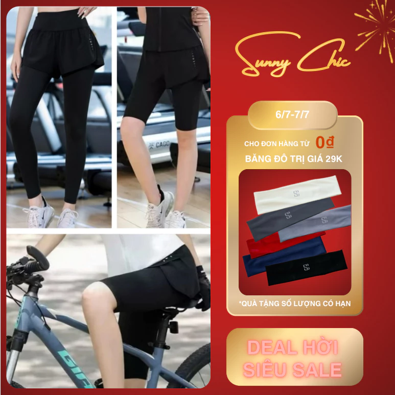 Quần đùi nữ 2 lớp thể thao Active Short Sunny Chic lót dài co giãn 4 chiều, thoáng mát năng động