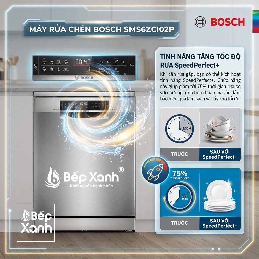 TẶNG QUÀ 890.000Đ | Máy rửa chén Series 6 Bosch SMS6ZCI02P/ SMS6ZCI01P/ SMS6ZCI00P - Sấy Zeolith Khô Hoàn Hảo