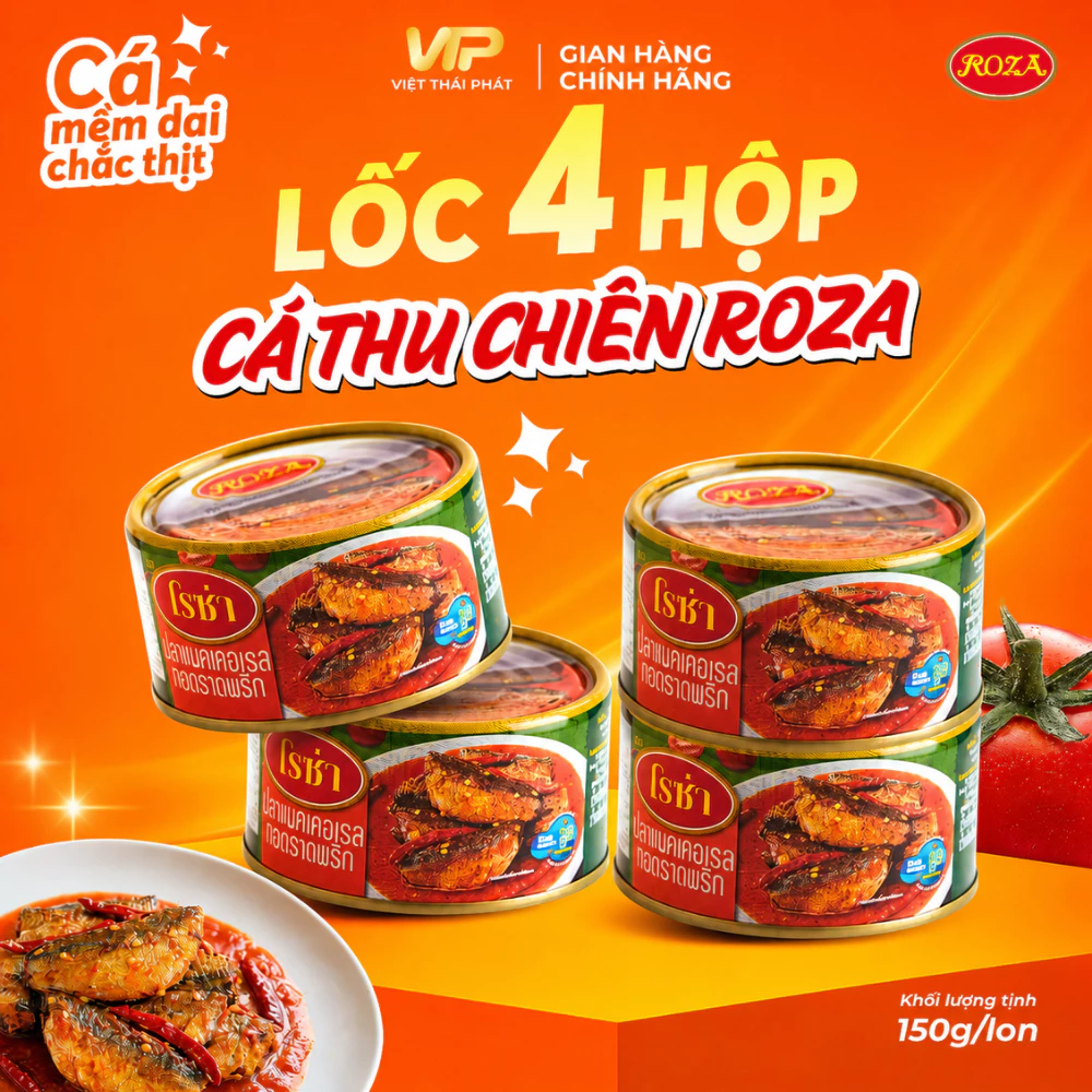 [Combo 4 Hộp] Cá Thu Chiên Sốt Tương Ớt Roza | Việt Thái Phát - Hàng Thái Chính Hãng (150gr/hộp)