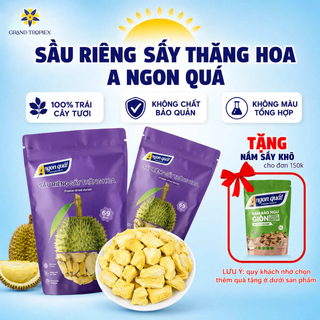 Sầu Riêng Sấy Thăng Hoa A ngon quá! 100% Sầu Riêng Tươi Việt Nam - Gói 10g, 15g