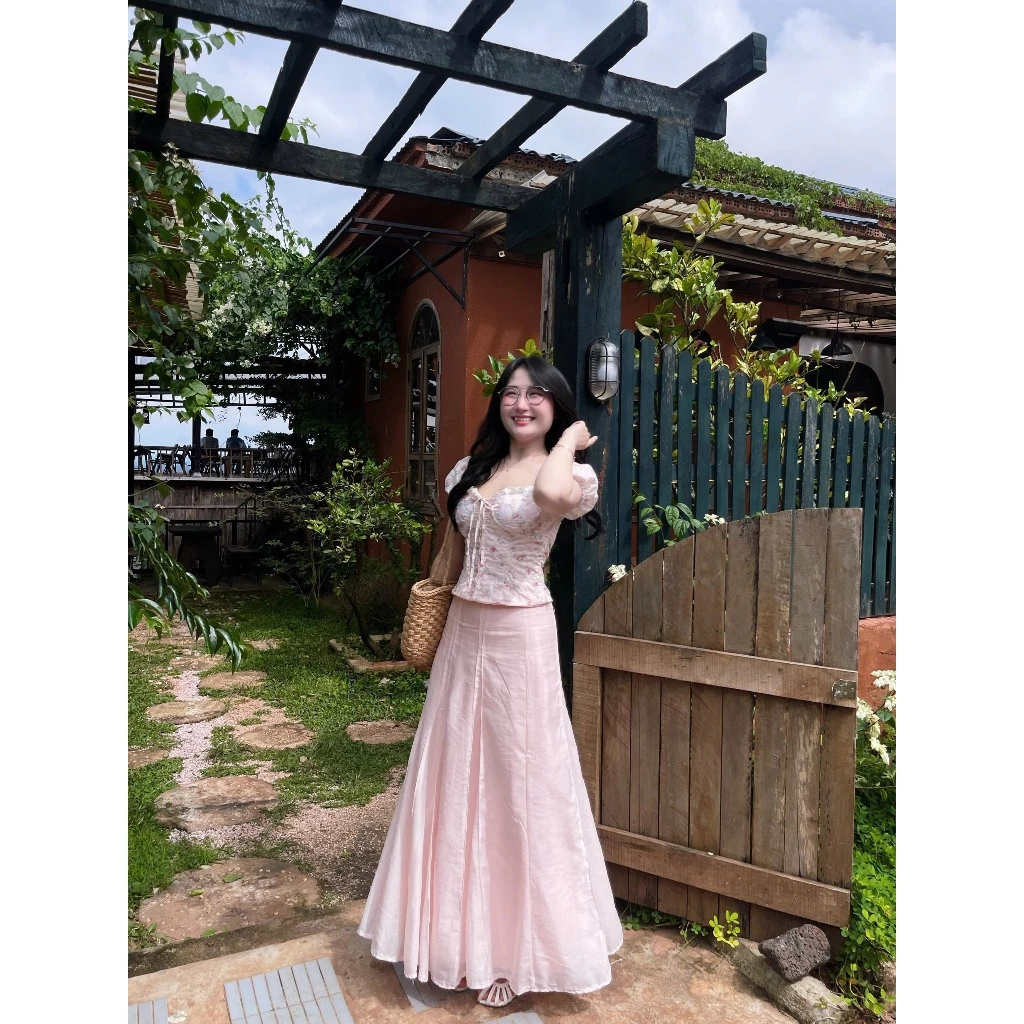 Chân Váy Tơ Linen Xòe Nàng Thơ Cạp Trễ [Một Mẩu House]