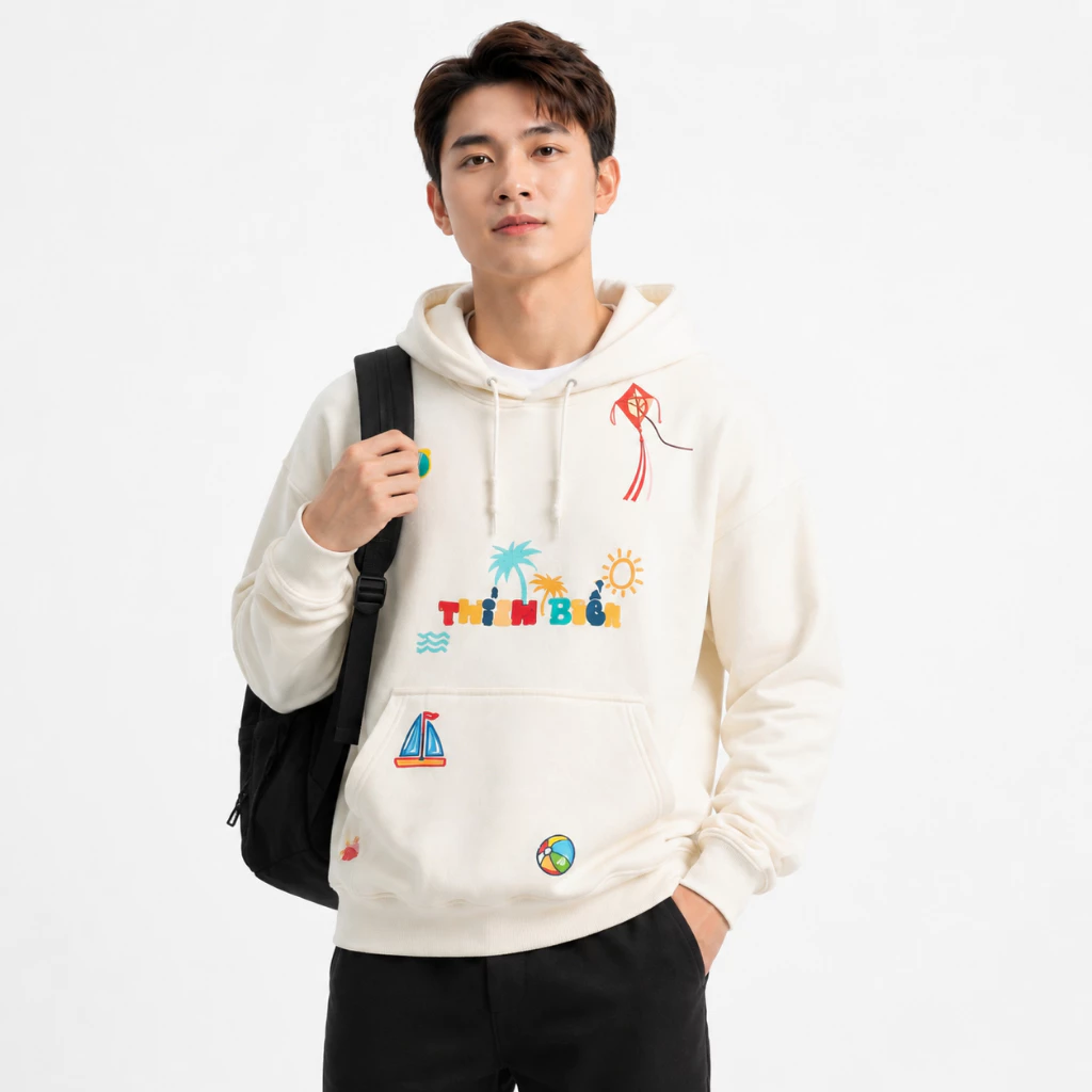 Áo Hoodie Thích Biển Tay Phồng Nón 2 Lớp Vải Nỉ Bông Dày Dặn Form Rộng Nam Nữ Chống Nắng - FAGU