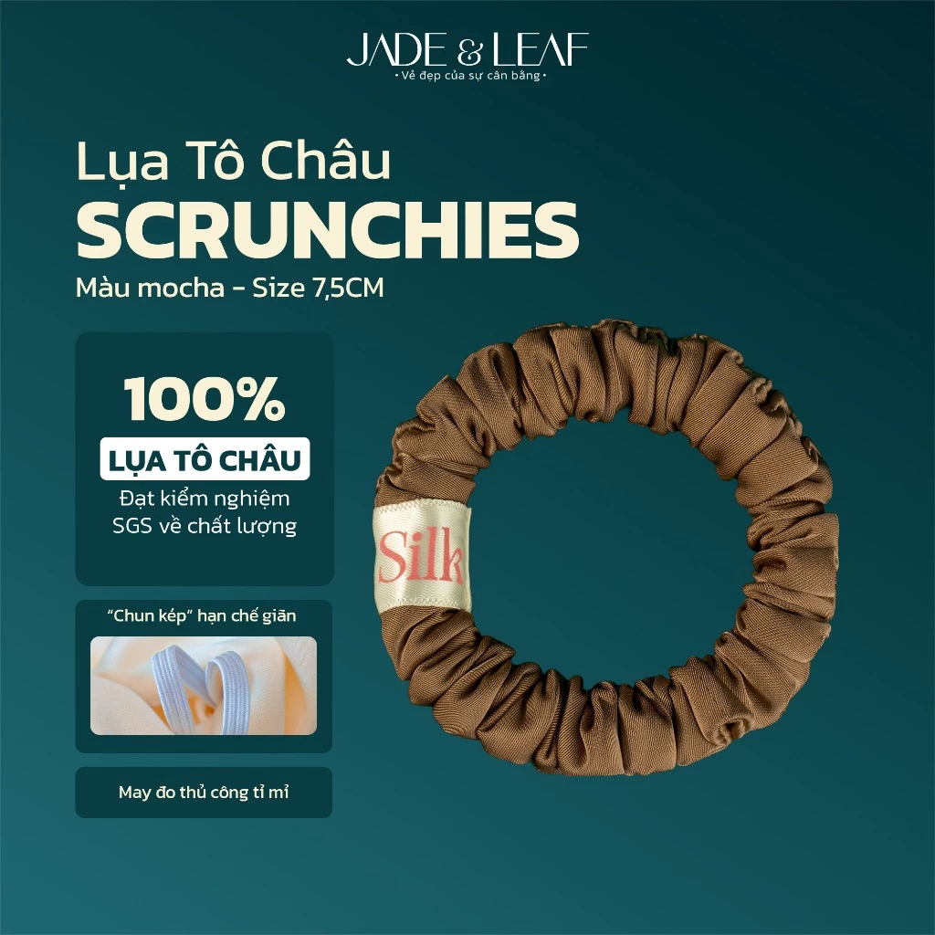 Scrunchies Buộc Tóc Nữ Lụa Thật To Phồng Jade&Leaf Cột Tóc Hàn Quốc Nơ Tóc Thời Trang Phụ Kiện Tóc