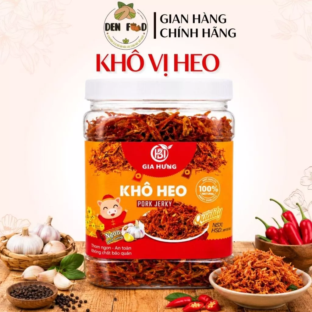 Khô Vị Heo Sợi 500G – Thơm Ngon Đậm Vị, Dai Mềm Hấp Dẫn – Ăn Vặt Denfood
