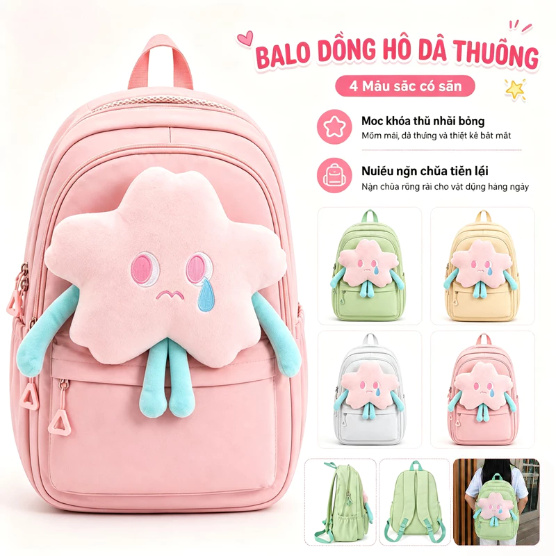 Balo đi học Ulzzang Hàn Quốc trơn basic nam nữ cặp sách đi chơi du lịch thời trang Unisex.9512