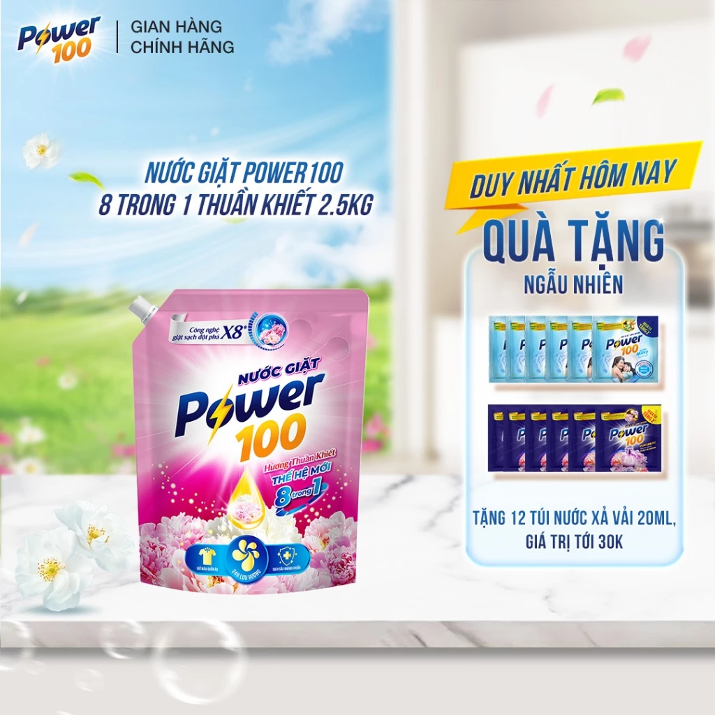 Nước giặt Power100 8 trong 1 túi 2.5kg