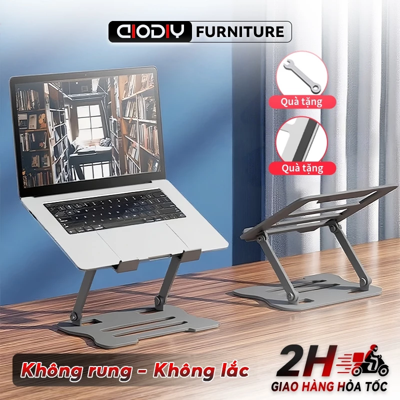 GIÁ ĐỠ LAPTOP AIODIY - Hợp Kim Nhôm Cao Cấp Siêu Bền, Chịu Lực Tốt,Phù Hợp Macbook, iPad, Máy Tính Bảng