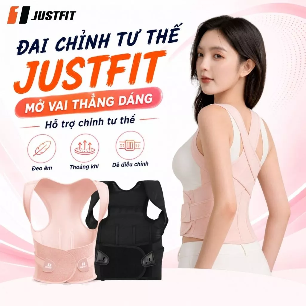 JUSTFIT - Đai chống gù lưng, hỗ trợ định hình, cải thiện vóc dáng, có nẹp hỗ trợ chỉnh dáng cơ thể