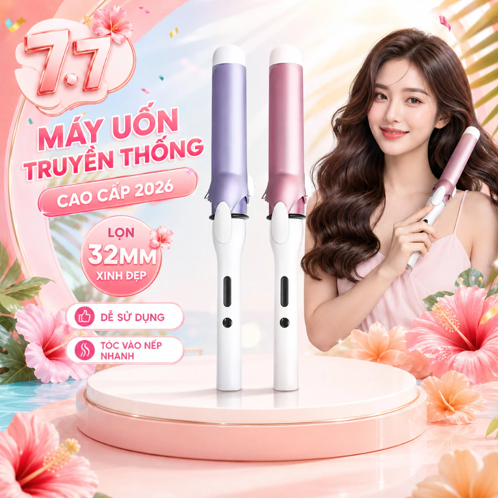 [HOẢ TỐC HCM] Máy uốn lọn tóc KEYSHE 32mm và 40mm – Ceramic phủ ion âm, giữ nếp bồng bềnh, suôn mượt tự nhiên