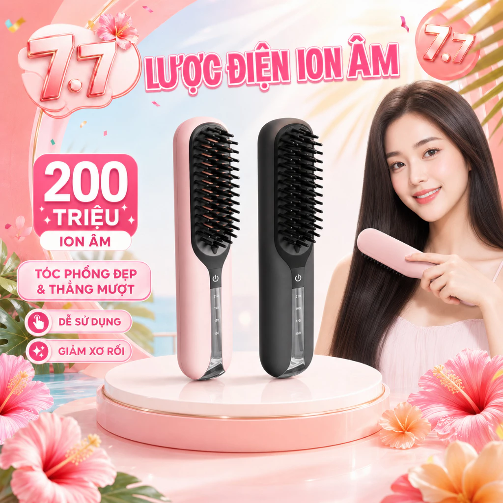[HOẢ TỐC HCM] Lược điện chải tóc 200 triệu ion âm KEYSHE Thế hệ mới 2.0,sạc không dây,chăm sóc tóc suôn mượt tại nhà