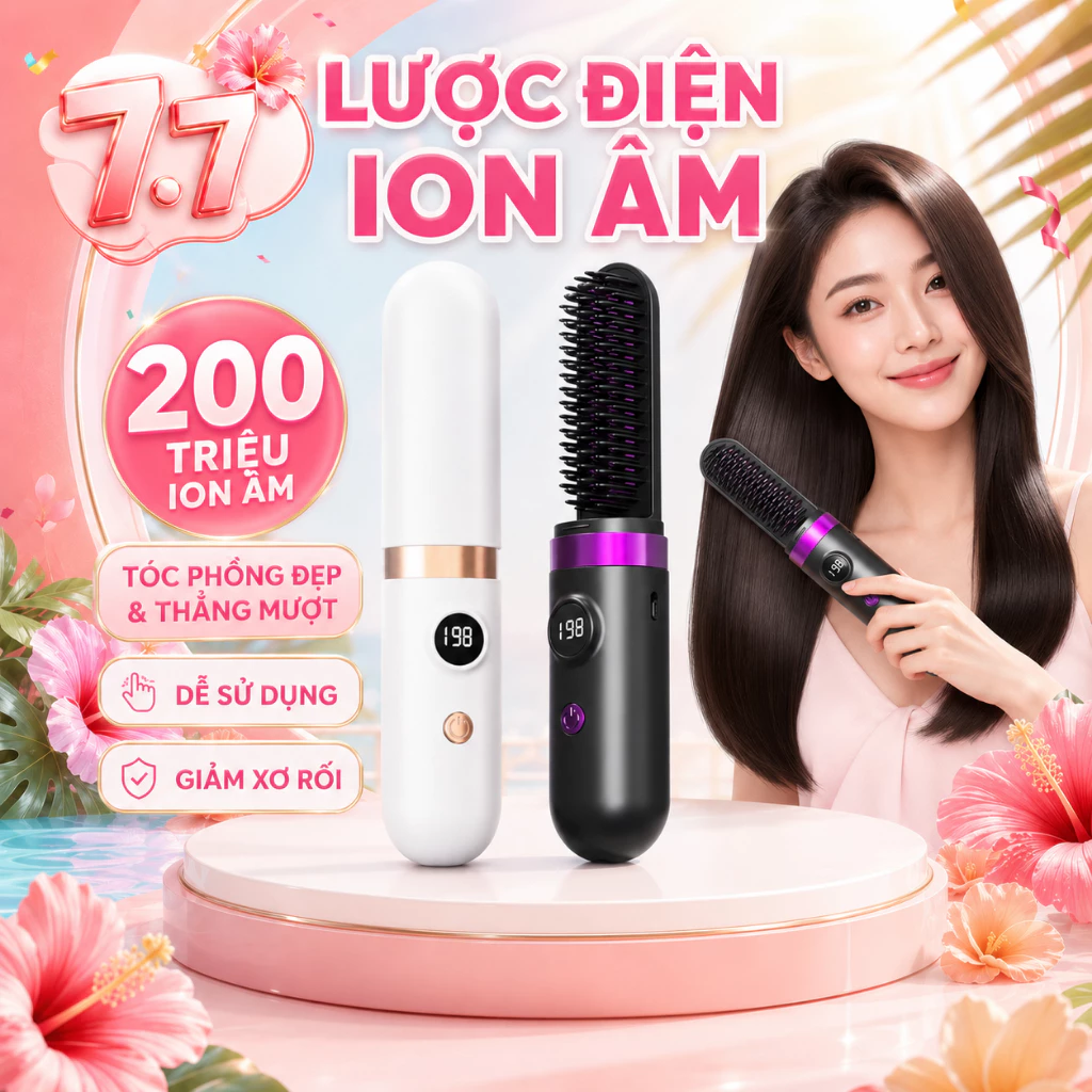 [HOẢ TỐC HCM] Lược điện chải tóc không dây ion âm KEYSHE,sạc không dây,chăm sóc tóc suôn mượt tạo kiểu dễ tại nhà