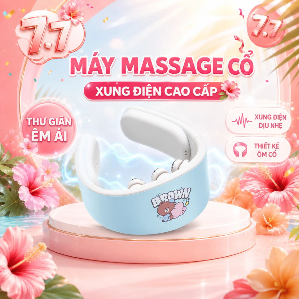 Máy massage cổ nhiệt nóng hồng ngoại OGAWA  LINEFRIEND trợ thủ đắc lực cho vùng cổ vai gáy - Chính hãng
