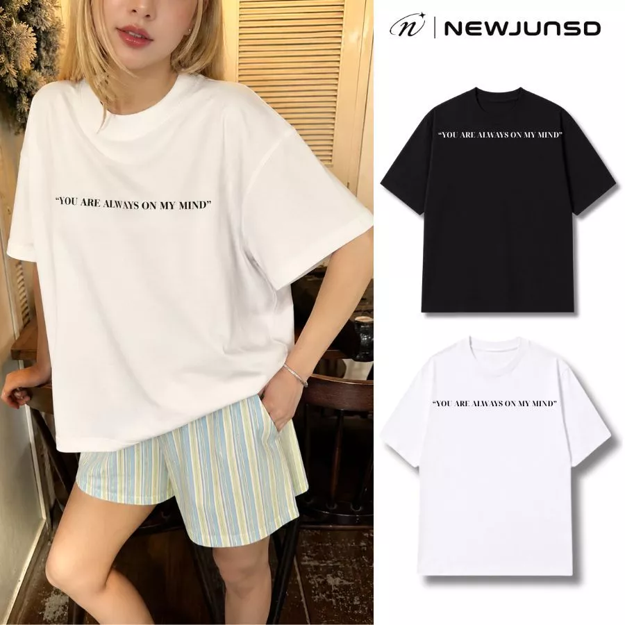 Áo Thun Newjunsd Áo Thun Chữ  Cotton Form Oversize Vải Dày Cổ Tròn Unisex Đầy Đủ Màu - NJ260612