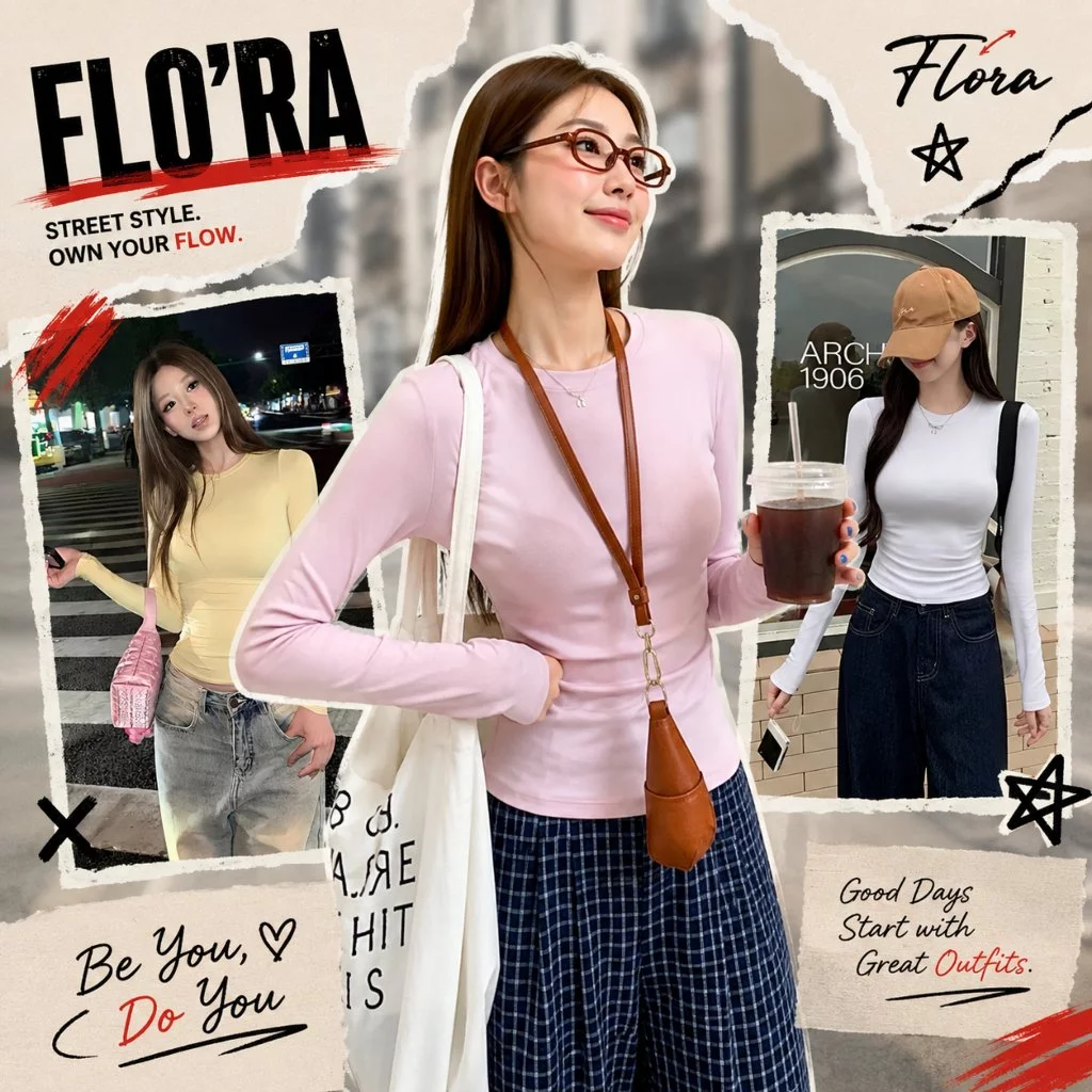 [NEW] Áo Thun Nữ Ôm Body TAY DÀI CỔ TRÒN Flora Thun Borip Lụa DD116, Co Giãn, Mềm Mát