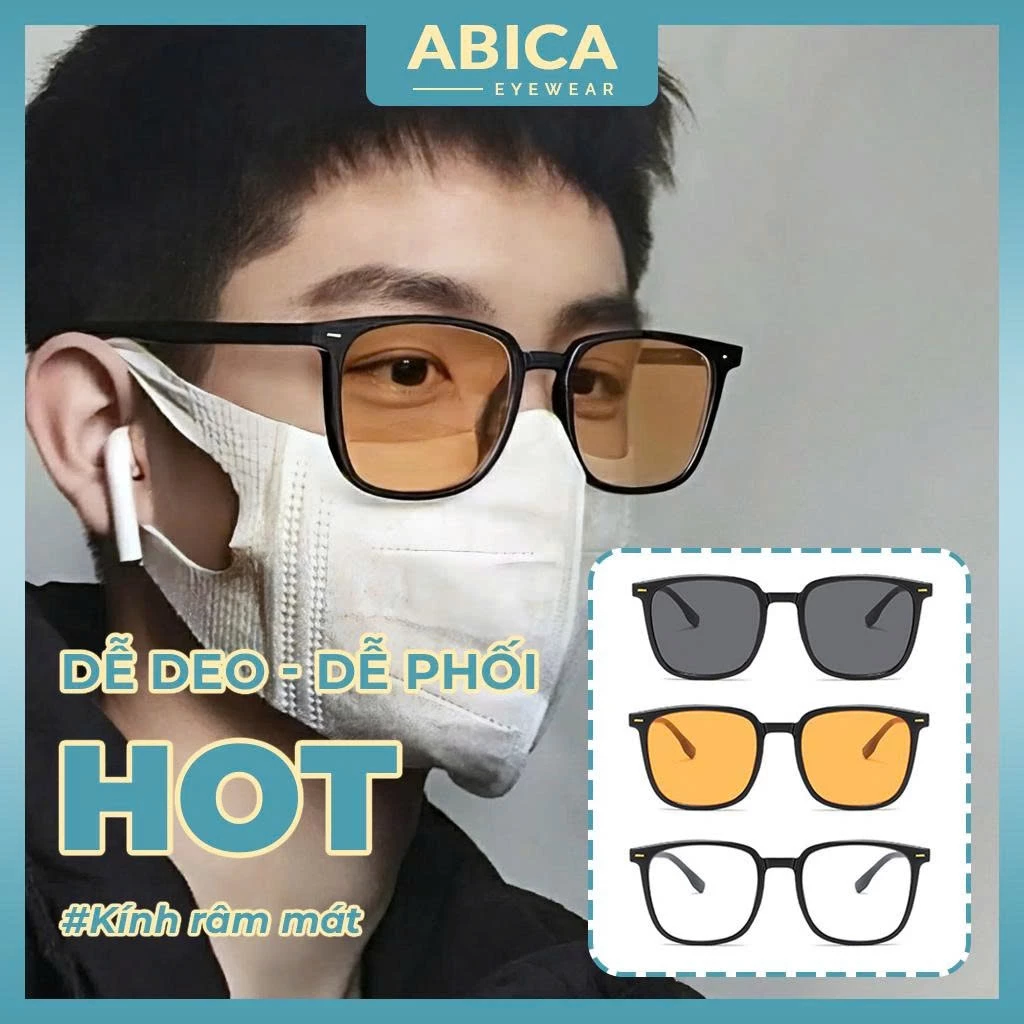Mắt kính râm mát thời trang nữ nam mắt không độ chống UV400 tia bức xạ phong cách Hàn Quốc siêu hot đẹp giá rẻ ABICA 266