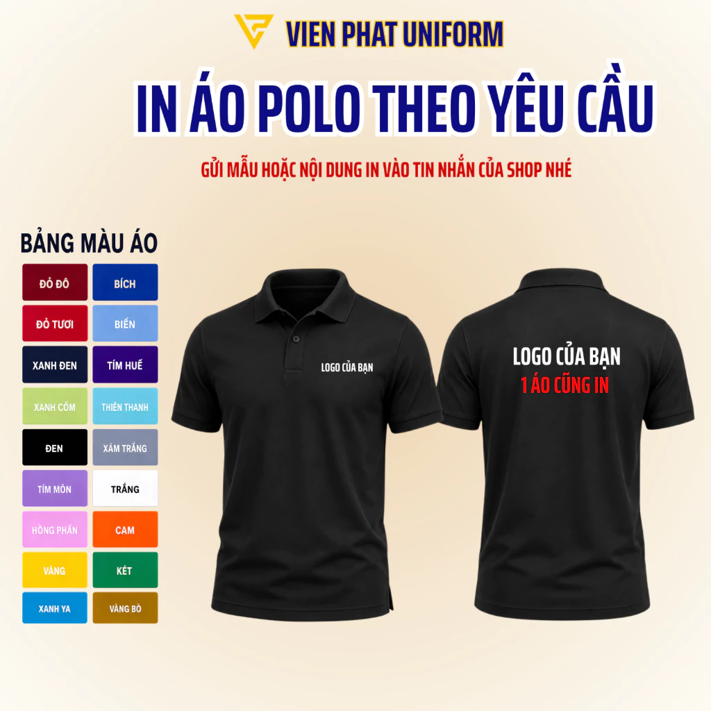 [MIỄN PHÍ THIẾT KẾ] ÁO POLO IN THEO YÊU CẦU, ĐỒNG PHỤC CÔNG TY, ĐỒNG PHỤC IN THEO YÊU CẦU - VẢI CÁ SẤU POLY