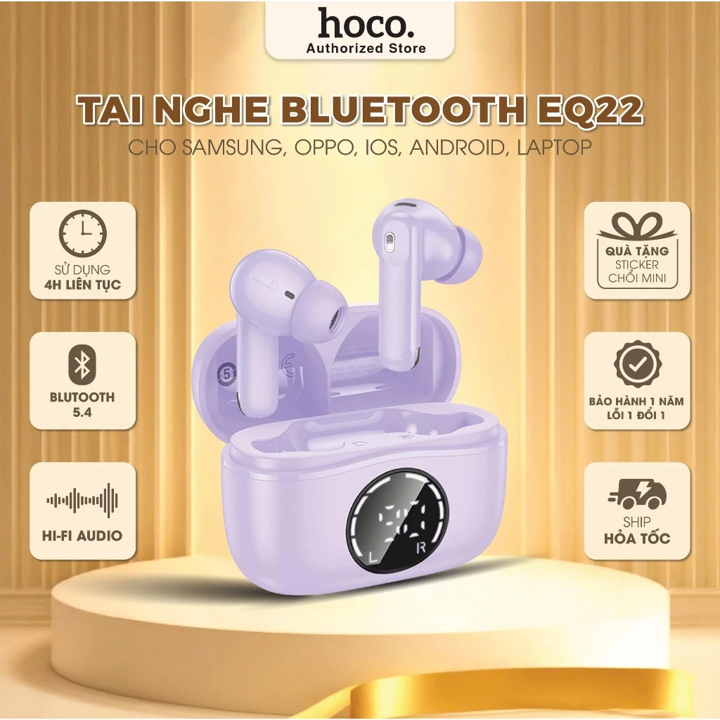 [7h pin + Chống ồn] Tai nghe Hoco EQ22 Bluetooth v5.4 chống ồn, Pin 7h liên tục - ANC/ENC - HiFi Audio