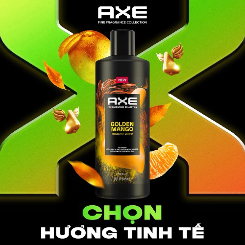 Sữa Tắm Nam Cao Cấp Axe Goldan Mango 532ml ( Thanh Lý Date T3-2027)